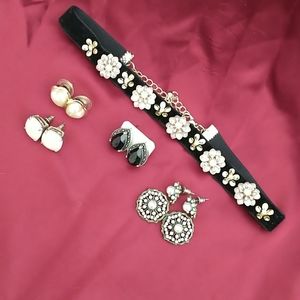 Vintage Bundle of Earrings and Choker